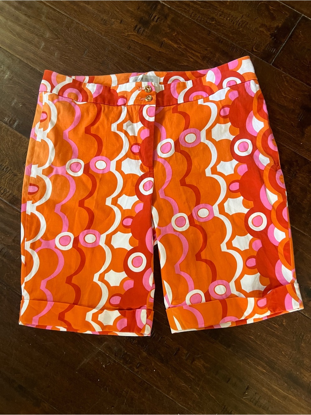 Skirtin Around Orange & Pink Retro Print Bermuda Shorts